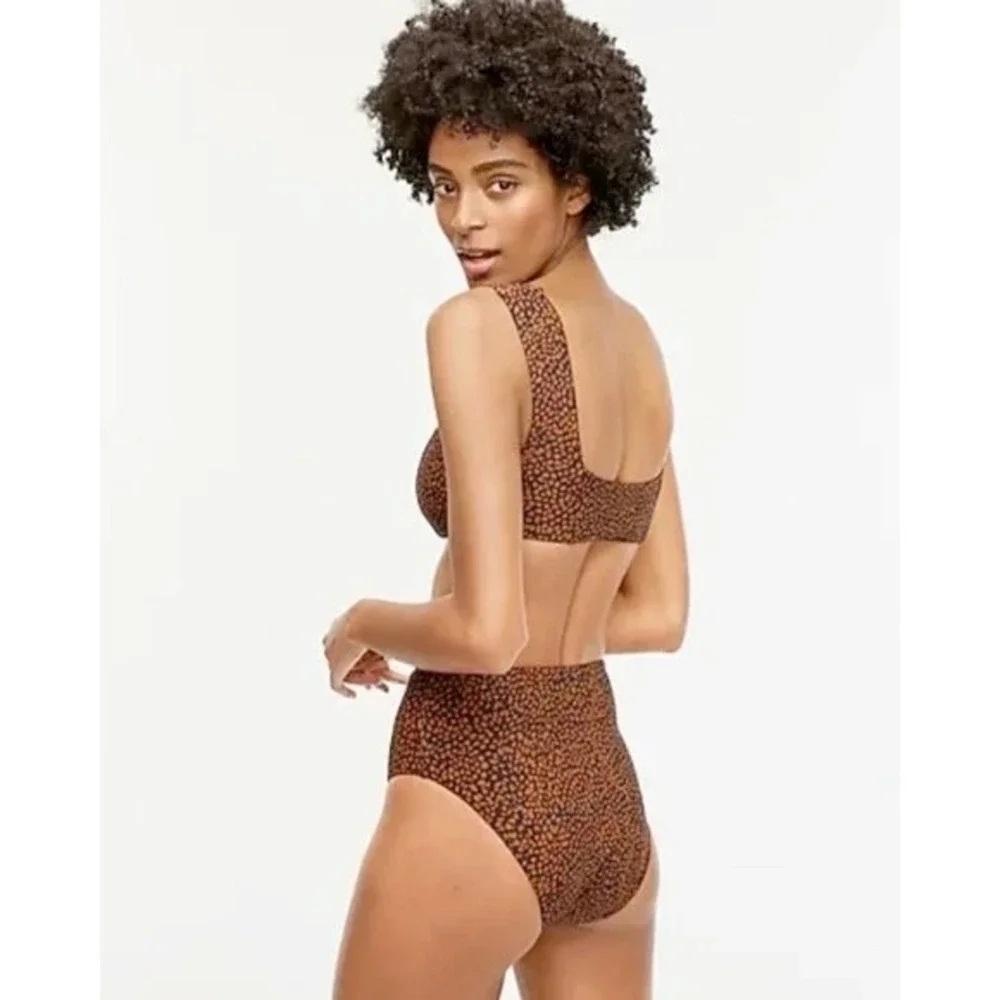 NWT J. Crew‎ Square-Neck Bikini Top Spot-On Print Animal S Summer Vacation